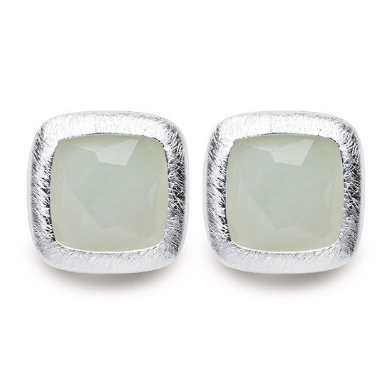 Green Jade Square Stud Earrings