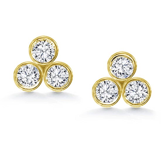 1/2 ct.tw. ThreeStone Bezel Set Diamond Earrings E5148
