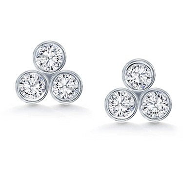 1 2 Ct Tw Three Stone Bezel Set Diamond Earrings E5148 Three Stone Bezel Set Diamond Earrings