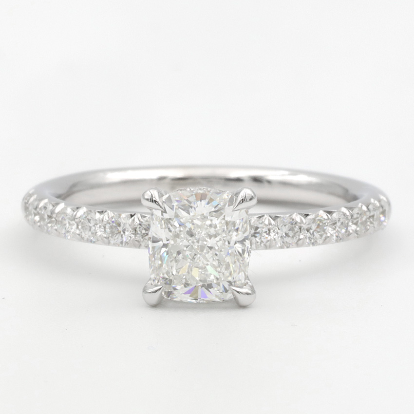French Cut Diamond Basket Engagement Setting 2mm in Platinum