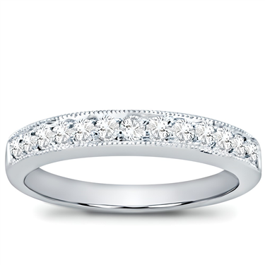 Pee Milgrain And Pave Wedding Band Adiamor In 14k White Gold Pee Milgrain And Pave Wedding Band Adiamor In 14k White Gold R2774