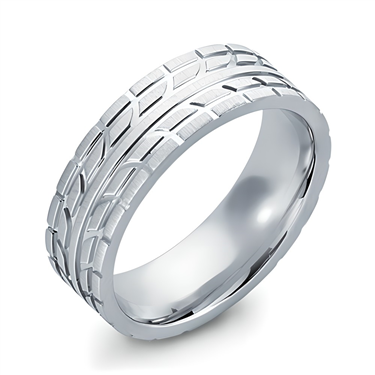 Men S Tire Tread Wedding Band In 14k White Gold Rb1071 Adiamor