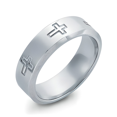 Men S Cross Pattern Wedding Band In 14k White Gold Rb1082 Adiamor