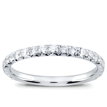 French Cut Pave Wedding Band In 14k White Gold R2944 Adiamor French Cut Pave Wedding Band 14k White Gold