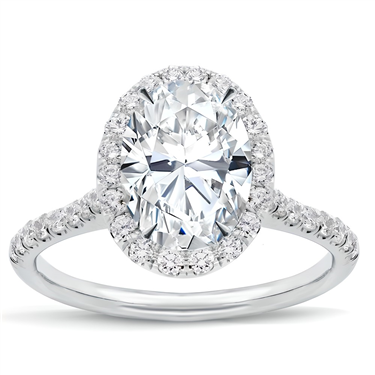 French Cut Halo Setting For Oval In 14k White Gold R2965 Adiamor Oval