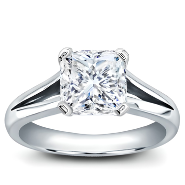 Split Shank Solitaire For Square Diamond In 14k White Gold R2928 Princess