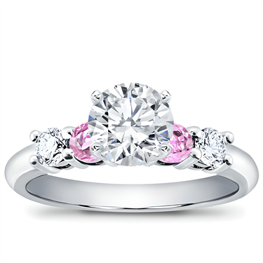Diamond And Pink Shire Engagement Setting In 14k White Gold Round