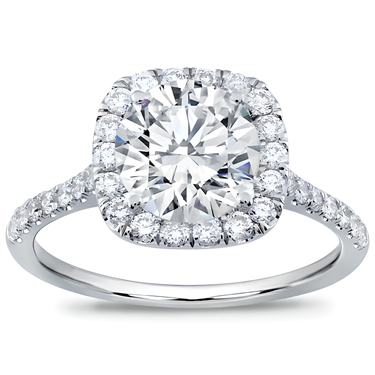 French Cut Cushion Halo Setting In 14k White Gold R2940 Adiamor Round