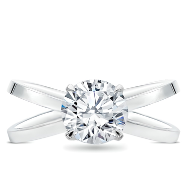 Criss Cross Engagement Ring Setting In 14k White Gold R3093 Adiamor Round