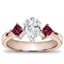 Princess Cut Ruby Accented Engagement Setting | R2145R